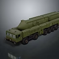Green Military Tank With Multiple Wheels And Missile Launcher System