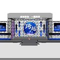 Event Stage Design With Blue Lighting Crossing Theme And Large Screens 3d model