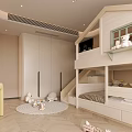 Cozy Modern Kids Room With Bunk Bed Slide And Stuffed Toys