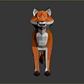 Low Poly Fox 3D Model with Orange Fur White Belly Black Paws on Dark Background