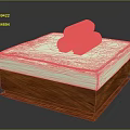 Wooden Storage Box With Light Green Mat And Three Rolled White Towels