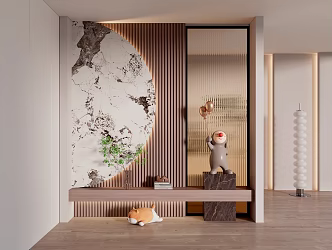 Entrance Shoe Cabinet Partition Entrance Art Silent Entrance Cream Style Entrance Cabinet 3d model