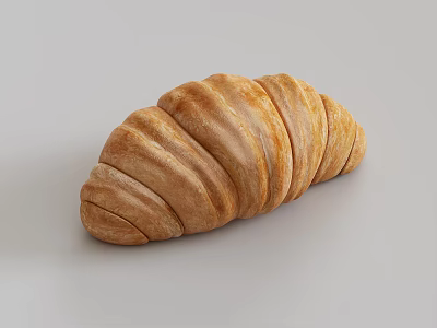 Freshly Baked Croissant With Golden Brown Exterior And Flaky Buttery Layers On Light Background 3d model
