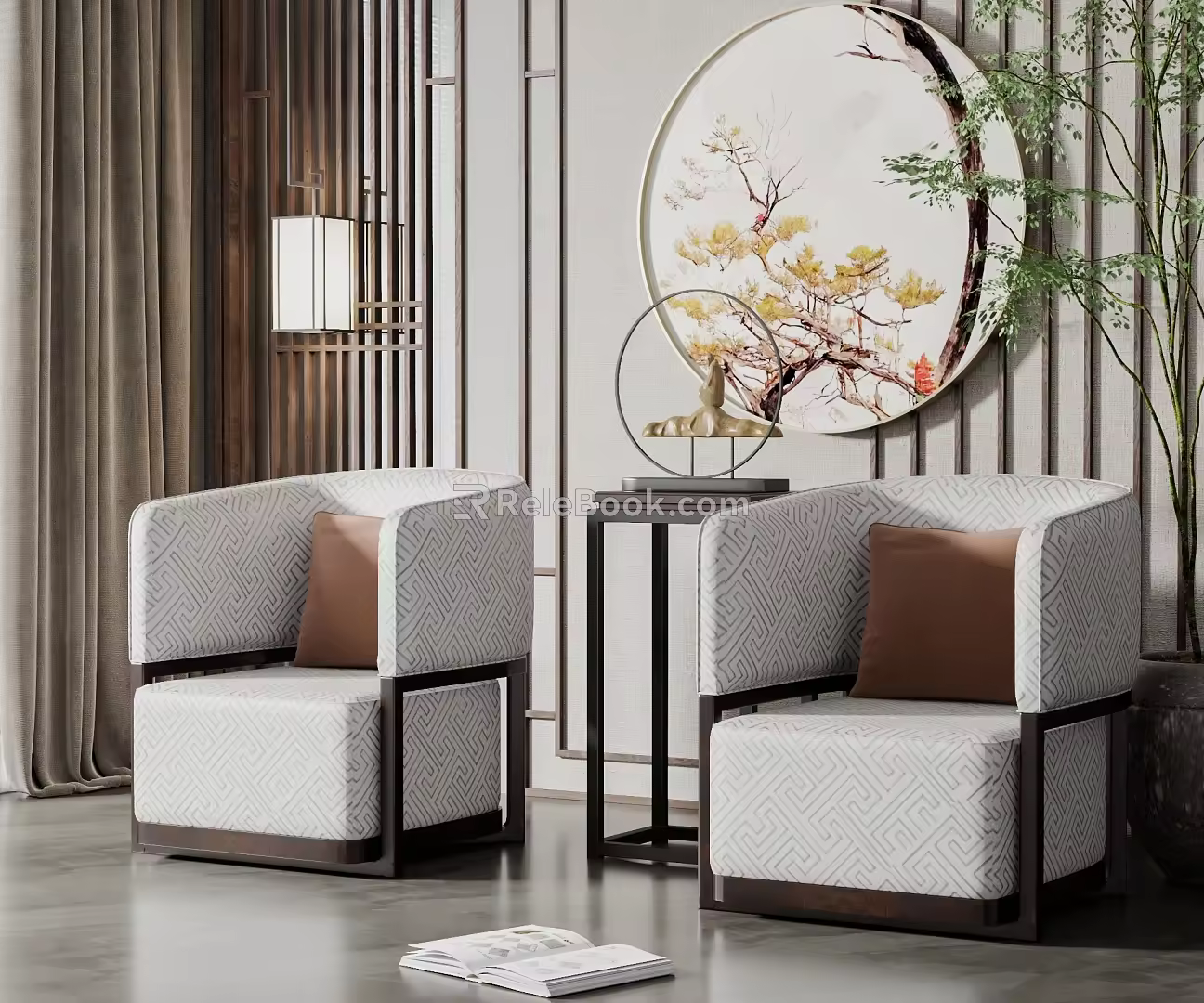 New Chinese Style Casual Sofa Combination Single Sofa 3d model