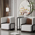 New Chinese Style Casual Sofa Combination Single Sofa 3d model