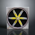 Computer Cooling Fan With Yellow Blades And White Square Frame Design 3d model