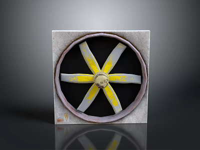 Computer Cooling Fan With Yellow Blades And White Square Frame Design 3d model