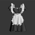 Classic Maid Costume Black Dress With White Apron Collar And Cuffs