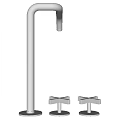 Modern Chrome Bathroom Faucet With Tall Spout And Cross Handles Design