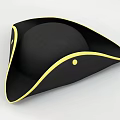 Elegant Black Hat With Yellow Trim And Gold Button Classic Design Style