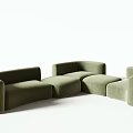 Green and Brown Velvet Sectional Sofa With Modern Curved Modular Design