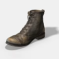 Worn Leather Boots With Laces And Side Zipper Design Vintage Aged Look And Sturdy Heel