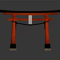 Traditional Japanese Torii Gate With Red Pillars Black Lintel And Central Plaque
