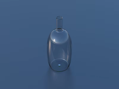 Transparent Glass Bottle With Slender Neck Wide Bottom On Blue Background For Household Use 3d model