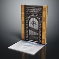 Storybook Pop Up Castle Gate Design With Stone Wall And Iron Details On Folded Base