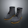 Stylish Grey Boots With Black Laces And Yellow Soles For Daily Wear