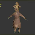Cartoon Cow Game Film Character 3D Model With Pink Body And Blue Hooves