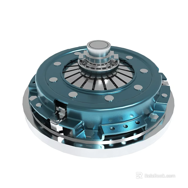 Mechanical Clutch Assembly With Blue Metallic Structure Bolted Design And Radial Internal Parts 3d model 