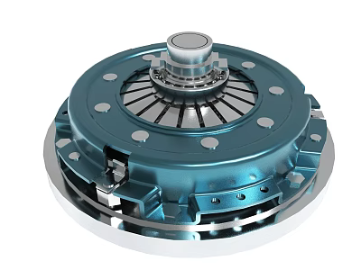 Mechanical Clutch Assembly With Blue Metallic Structure Bolted Design And Radial Internal Parts 3d model