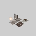 Modern Decorative Ornament Set With Lamp Pen Holder Books Tray And Leather Pouch