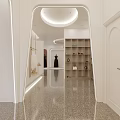 Modern White Wedding Dress Store Interior With Bridal Gown Display And Shelving Units
