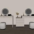 Dressing Table Dressing Table Dressing Stool Crystal Stool Makeup Mirror Dressing Table Makeup Table 3d model