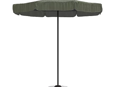 Green Outdoor Umbrella with Striped Canopy Sturdy Frame and Stable Base for Patio Shade 3d model