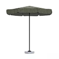 Green Outdoor Umbrella with Striped Canopy Sturdy Frame and Stable Base for Patio Shade