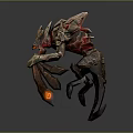 Futuristic Mechanical Beast Character With Sharp Claws Red Glowing Parts Brown Armor And Orange Markings