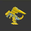 Yellow Blue Mechanical Dragon Toy Constructed With Detailed Building Block Parts
