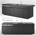 Sleek Modern Kitchen Interior With Black Cabinets Island Sink And Countertop