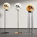 Modern Floor Lamps With Moon Textured Shades And Distinctive Metal Stands