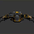Futuristic Sci-Fi Game and Movie Character with Yellow Red Black Armor and Mechanical Combat Gear