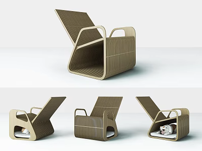 Modern Woven Leisure Chair With Adjustable Backrest And Beige Minimalist Design 3d model