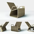 Modern Woven Leisure Chair With Adjustable Backrest And Beige Minimalist Design