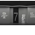 Modern Interior Bar Space With Black Counter White Stools Green Plant Window And Lighting