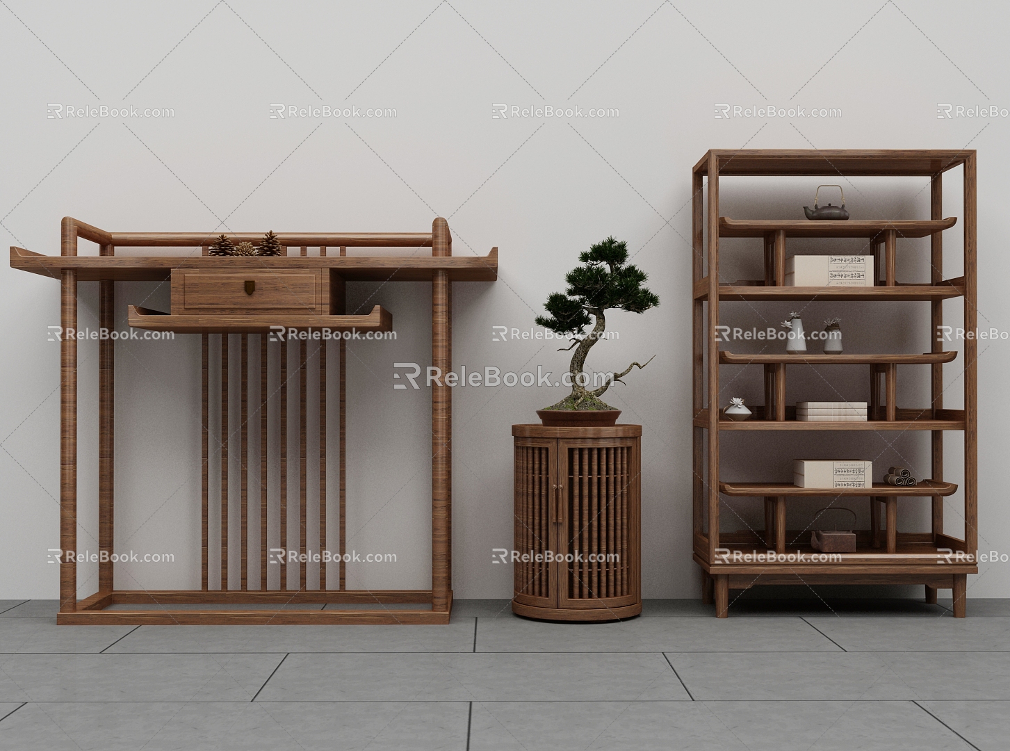 New Chinese Decorative Cabinet Bookcase 3d model