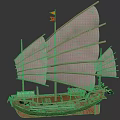 Traditional Sailing Ship Design Featuring White Sails Wooden Hull And Red Flag