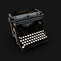 Vintage Office Appliance Classic Typewriter With White Keys Black Body And Decorative Design Elements