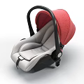 Modern Comfortable Baby Car Seat With Gray Cushion Red Canopy And Black Frame