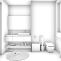 Elegant Modern Marble Tiled Bathroom With Large Window Floating Vanity And Smart Toilet