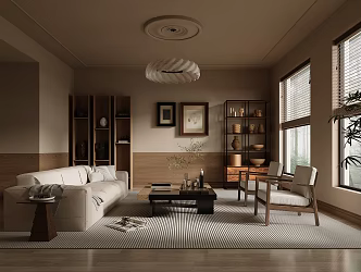 Modern and Antique Style Home Living Room Sofa Coffee Table Combination Leisure Sofa Chair Storage Rack Decorative Painting Decorative Ornaments Chandelier 3d model