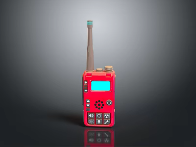Red Walkie Talkie With Digital Screen And Control Buttons For Daily Use 3d model