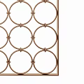 Stylish Metal Room Divider With Circular Grid Design And Interwoven Rings