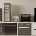 Modern Kitchen Appliances Display Featuring Various Ovens Dishwashers And Cabinets 3d model