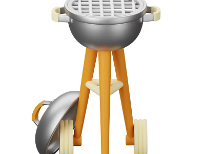 Portable Outdoor Metal Kitchen Cookware With Tripod Stand Grill Top Wheels And Lid 3d model