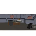 Modern Sofa And Coffee Table Set With Decorative Pillows Wooden Chair And Marble Top Rug