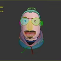 Cartoon Character With Bun Hairstyle Yellow Round Glasses And Blue Hoodie