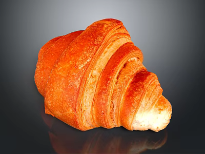 Freshly Baked Golden Flaky Croissant With Crispy Crust And Soft Interior 3d model