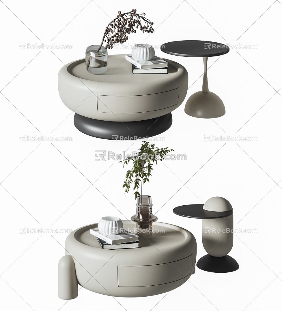 Modern Cream Tea Table Round Tea Table Art Tea Table Tea Table 3d model